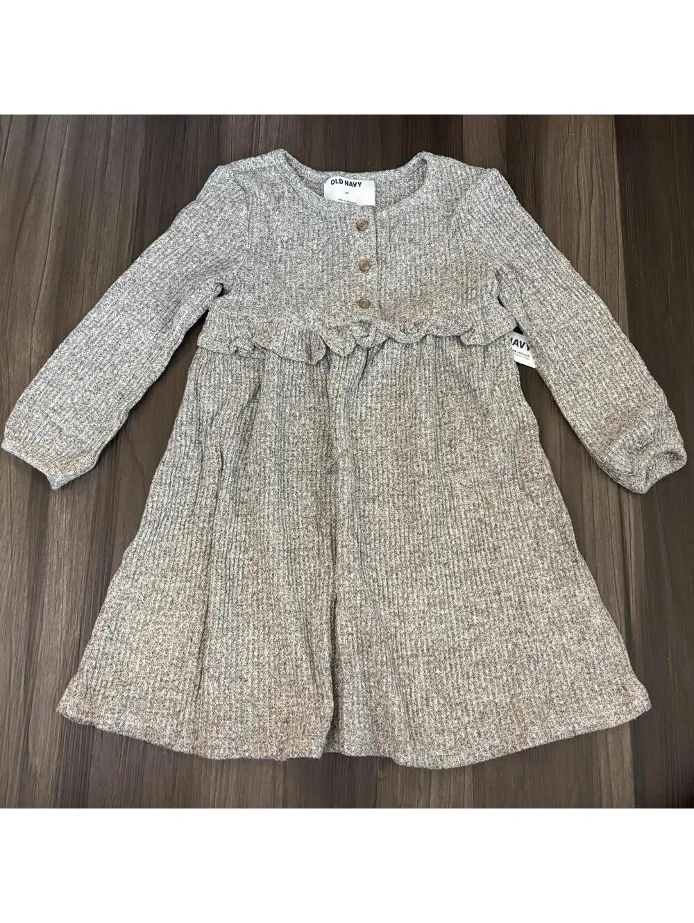 Old Navy Toddler Dress Size 3T Gray Waffle Knit Holiday NWT